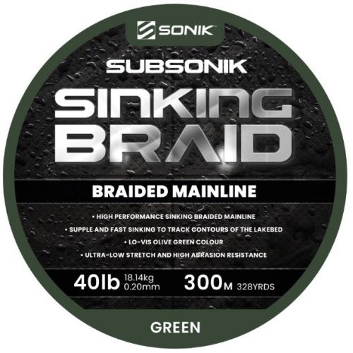 Sonik Šnúra Subsonik Sinking Braid Green 0,20 mm 18,14 kg