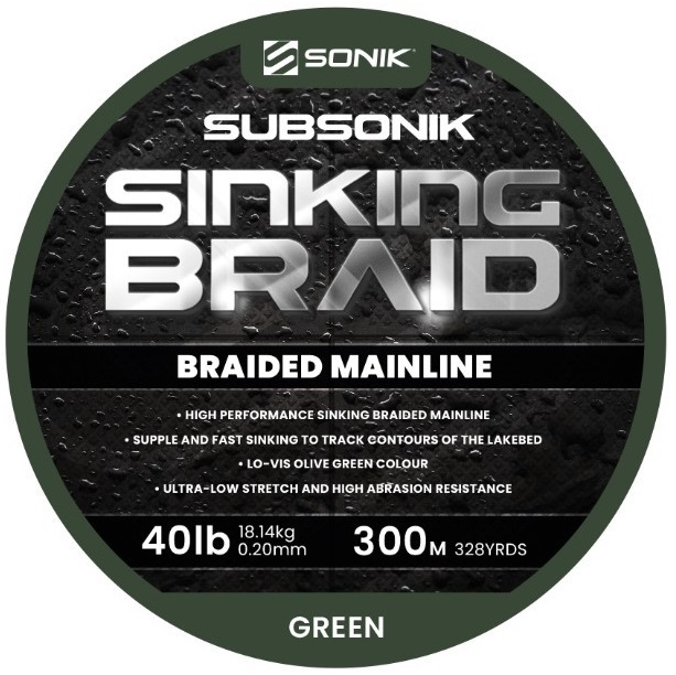 Sonik šnúra subsonik sinking braid green 0,20 mm 18,14 kg - 300 m