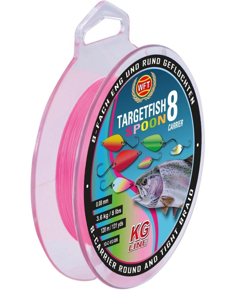 E-shop Wft splietaná šnúra targetfish 8 spoon pink 120 m - 0,08 mm 5 kg