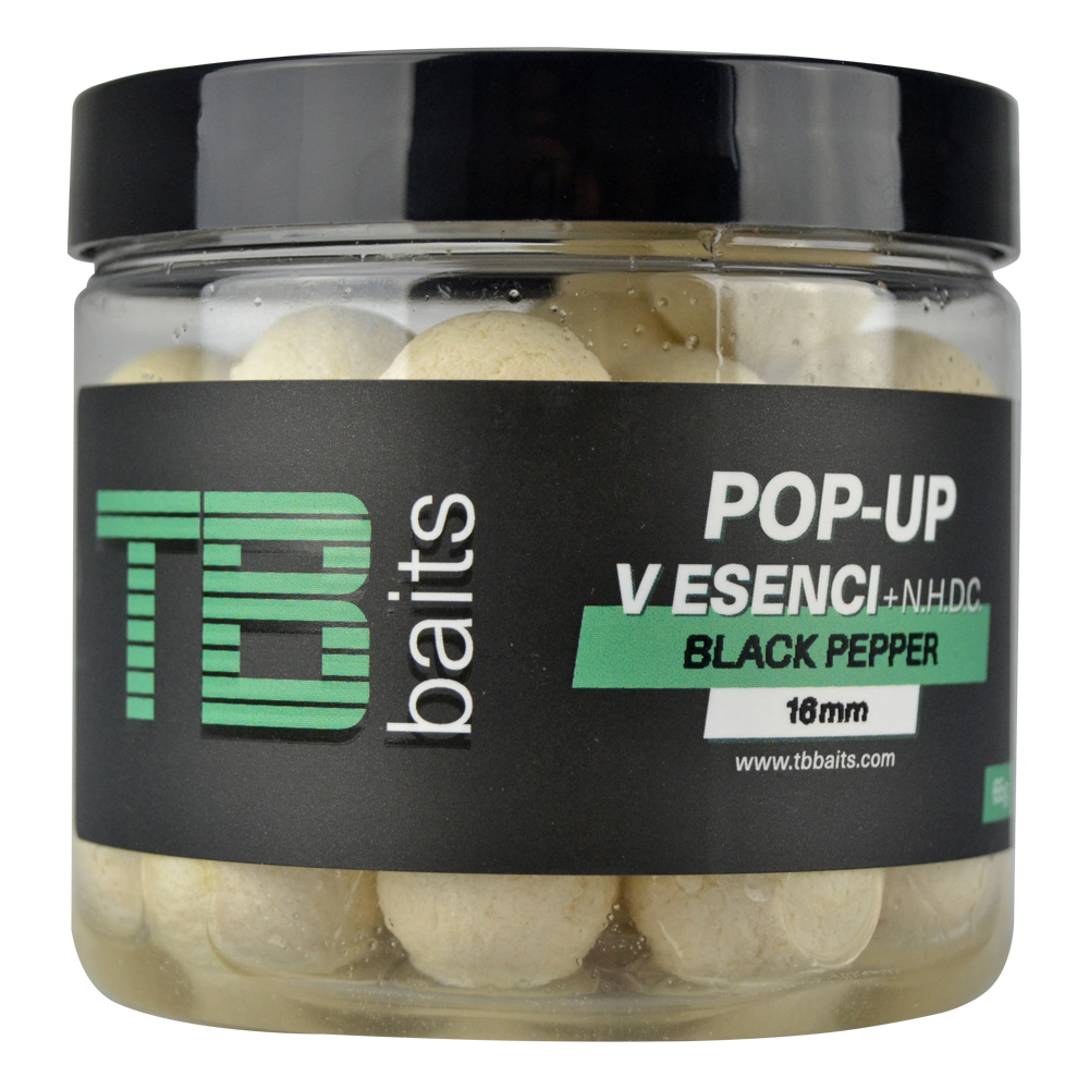 Tb baits plávajúce boilie pop-up white black pepper + nhdc 65 g-12 mm