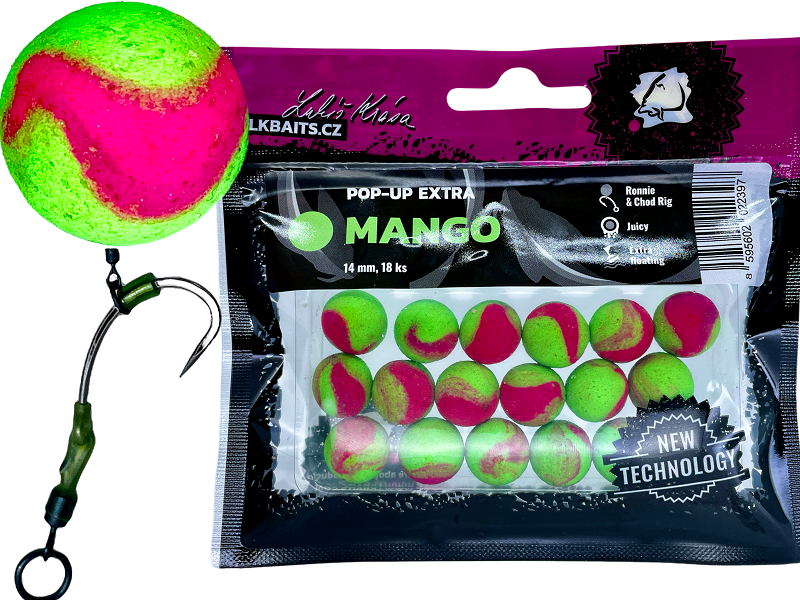 Lk baits plávajúce boilie pop-up extra mango - 14 mm 18 ks