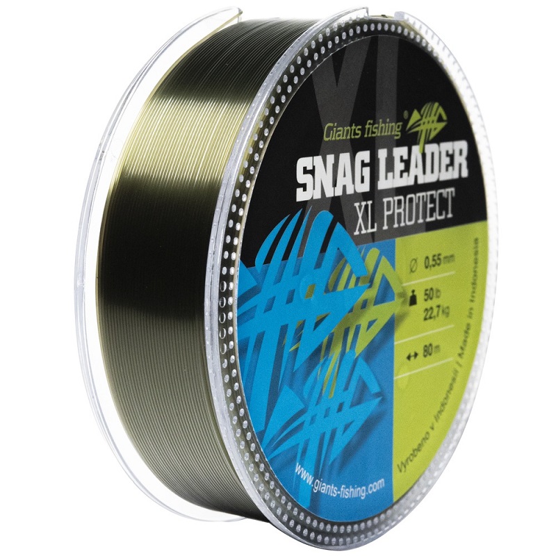 Giants fishing šokový vlasec snag leader xl protect army green 80 m - 0,55 mm 22,7 kg