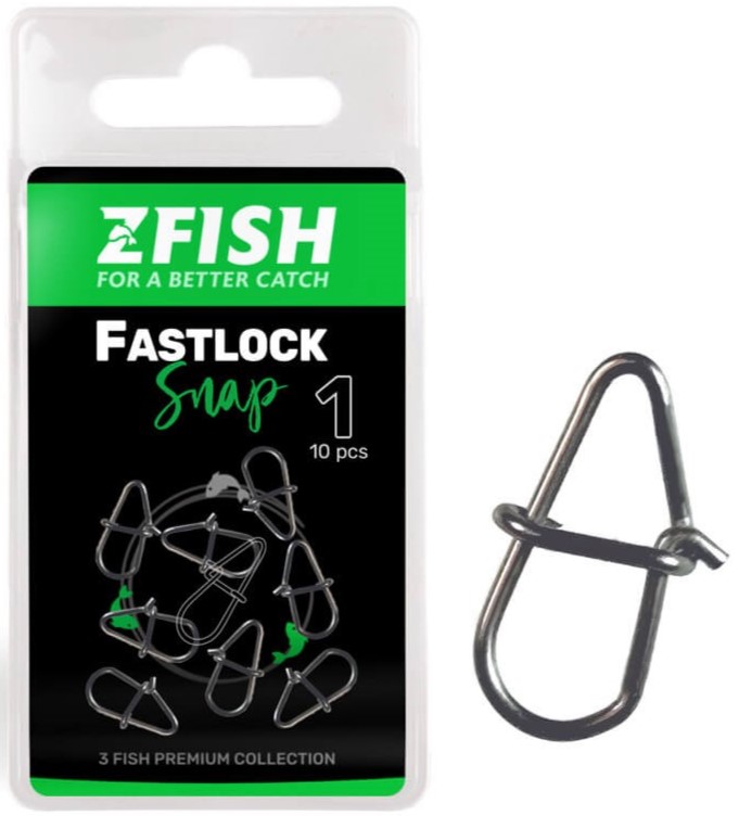 Zfish karabína fastlock snap 10 ks - veľkosť 1 nosnosť 9 kg