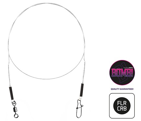 E-shop Delphin fluorokarbónové lanko bomb! s obratlíkom a karabínou 2 ks - 35 cm 9 kg