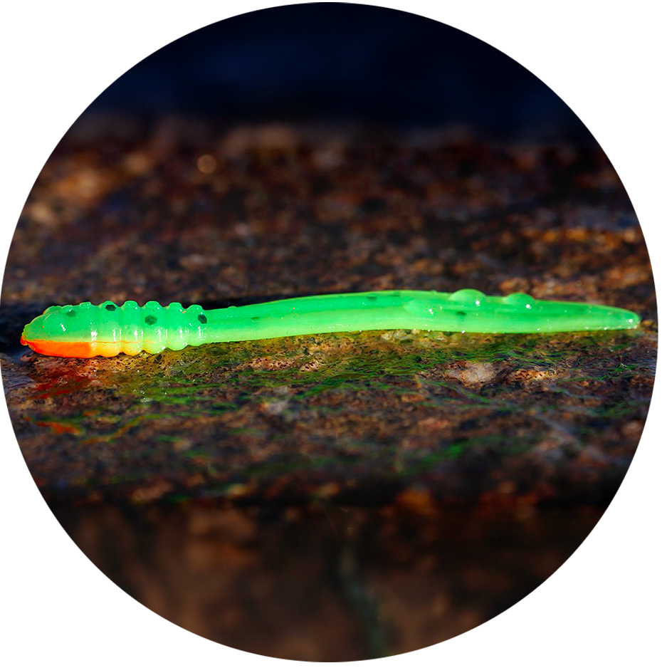Redbass gumová nástraha micro tail fluo green rh uv color - xs 35 mm