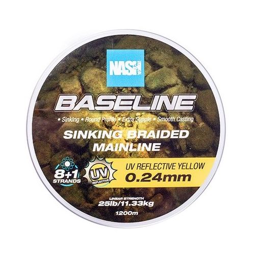 Nash Splietaná Šnúra Baseline Sinking Braid UV Yellow 1200 m