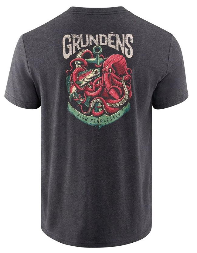 E-shop Grundéns tričko octo-trout ss t-shirt heather charcoal - xxl