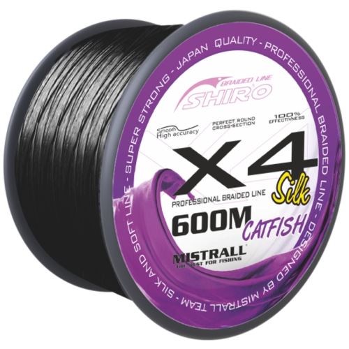 Mistrall Splietaná Šnúra Shiro X4 Catfish Čierna 600 m