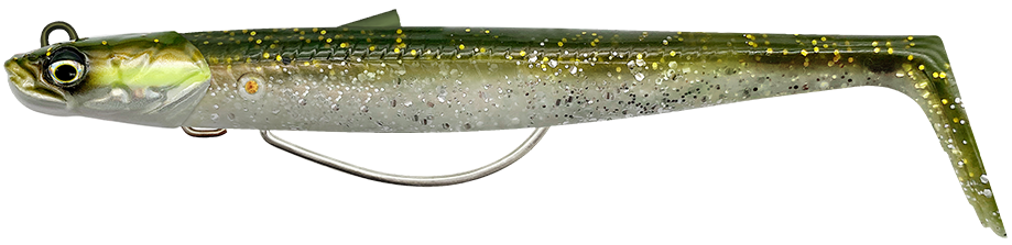 E-shop Savage gear gumová nástraha sandeel v2 wl sinking green silver 2+1 - 13 cm 33 g