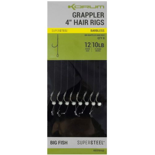 Korum Náväzec Grappler 4” Hair Rigs Barbless 10 cm