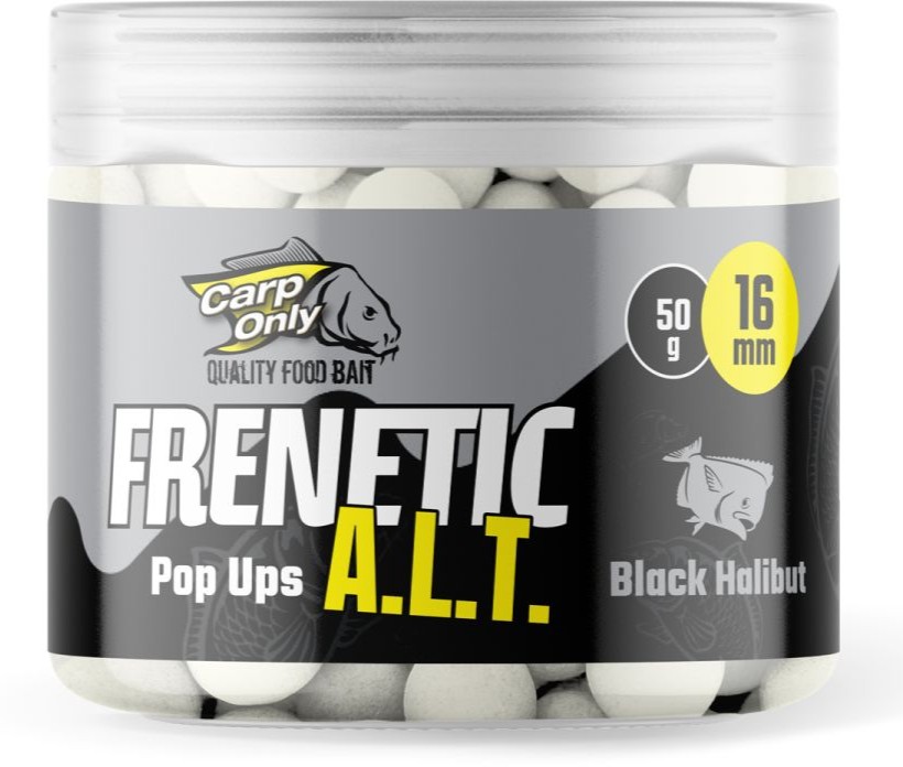 Carp only plávajúce boilies frenetic a.l.t. hi-visual pop ups 16 mm 50 g - black halibut