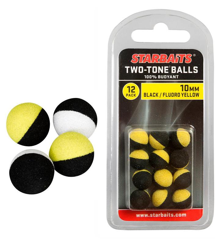 Starbaits plávajúce guličky two tones balls-10mm čierna / žltá (plávajúca gulička) 12ks