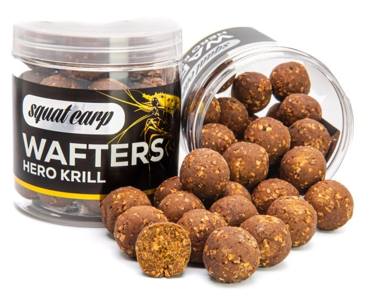 Squat carp vyvážené boilies wafters hero krill - 250 g 30 mm