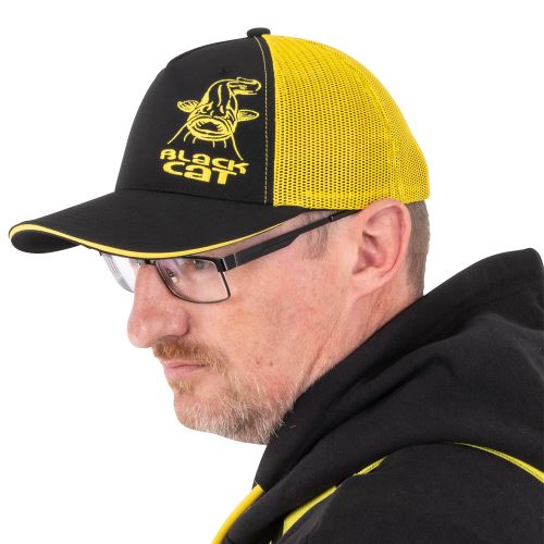 Black Cat Šiltovka Black and Yellow Trucker Cap