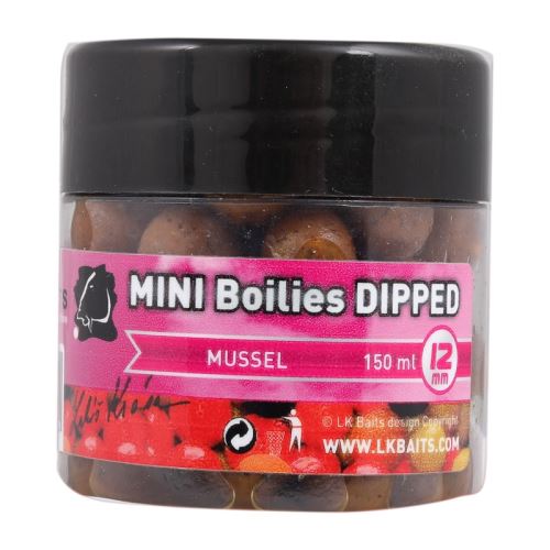 LK Baits Mini Boilies a Dip Mussel 12 mm 150 ml