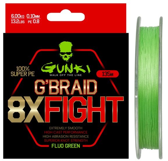 E-shop Gunki splietaná šnúra g braid 8x fighting pe0,8 135 m - 0,10 mm 6 kg