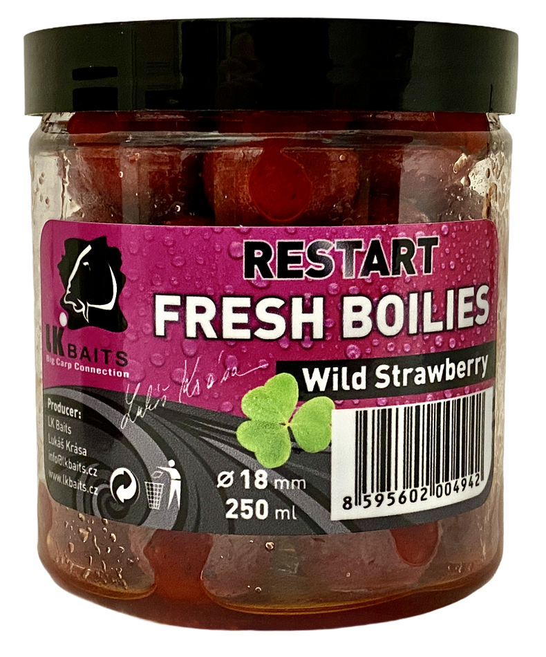 E-shop Lk baits boilie fresh restart wild strawberry - 14 mm 150 ml