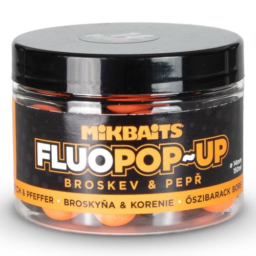 Mikbaits Plávajúce Boilie Fluo Broskyňa Čierne Korenie 150 ml