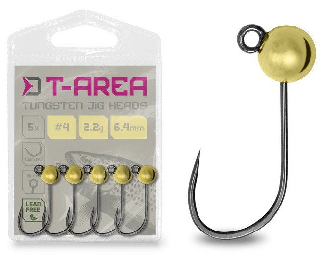 E-shop Delphin jigová hlavička t-area bl wolframový jig zlatý 5 ks - #6 / 0,6 g / 4 mm