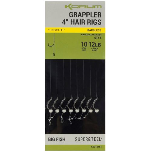 Korum Náväzec Grappler 4” Hair Rigs Barbless 10 cm