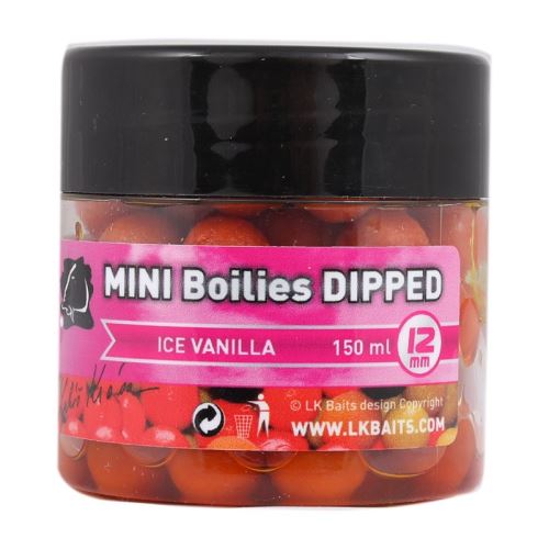 LK Baits Mini Boilies a Dip Ice Vanilla 12 mm 150 ml