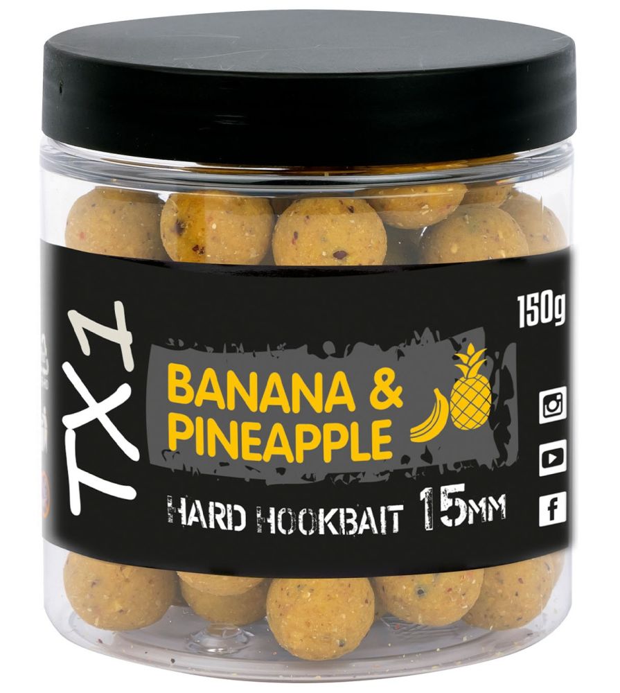 E-shop Shimano tvrdené boilies tx1 hard hookbait banana & pineapple 150 g - 15 mm