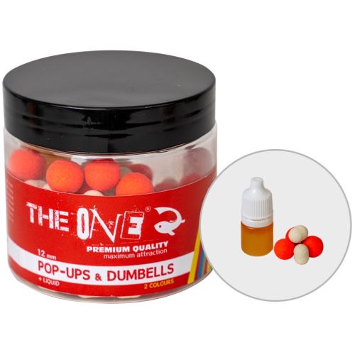 The One Plávajúce Boilie Pop-Up + Liquid 12 mm + 12 x 8 mm 50 g + 3 ml Red Jahoda, Korenistá Klobása