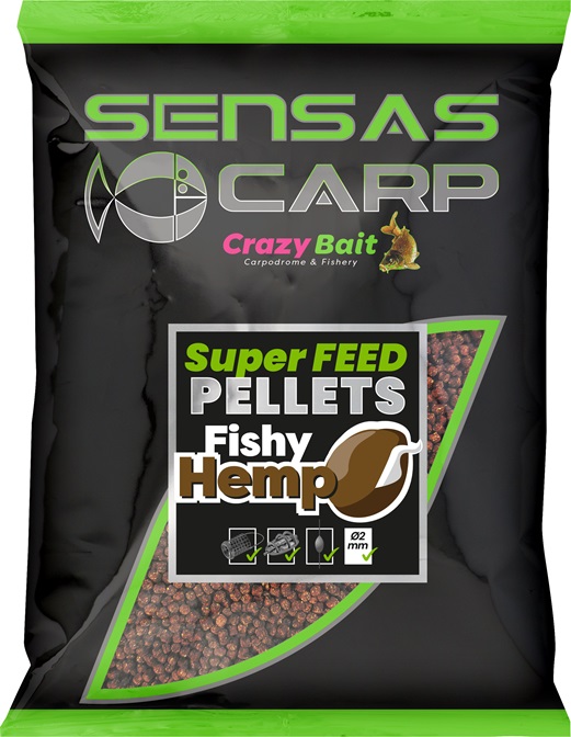 E-shop Sensas pelety super feed fishy hemp 650 g - 4 mm