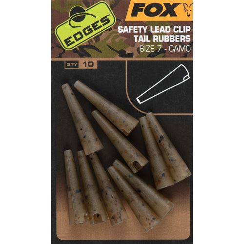 Fox Prezleky Edges Camo Safety Lead Clip Tail Rubbers 10 ks Veľkosť 7