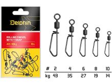 Delphin Karabínka S Obratlíkom Rolling Swivel With T Snap 10 ks