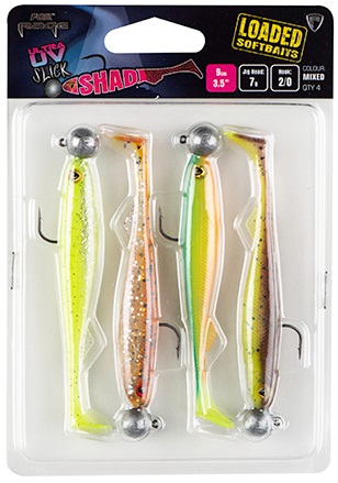 Fox rage gumová nástraha slick shad 4 mixed uv color pack loaded - 9 cm 7 g 2/0