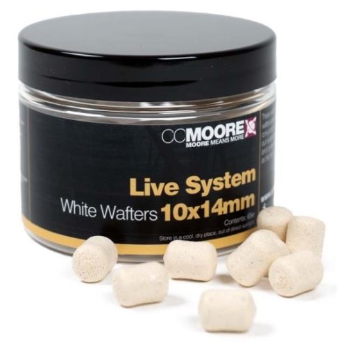 CC Moore Vyvážené Boilie Dumbell Wafters Live System White 10x14 mm 65 ks