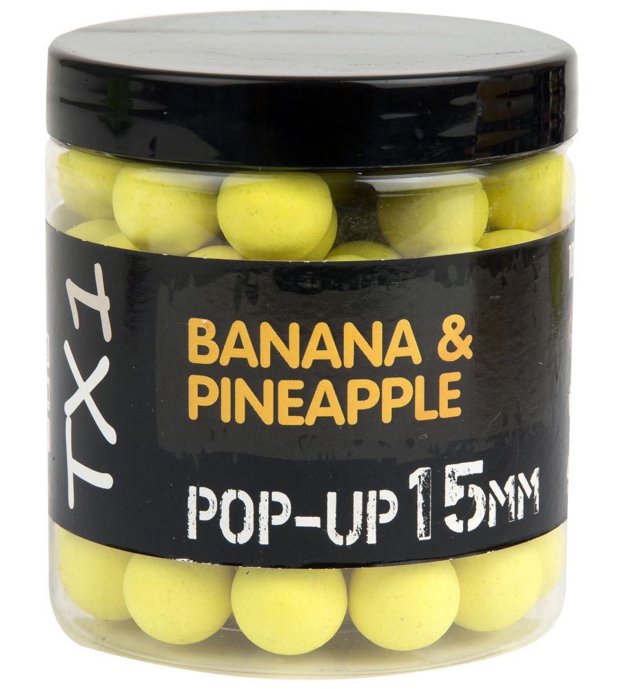 Shimano plávajúce boilie tx1 pop up banana & pineapple fluoro yellow - 15 mm 80 g