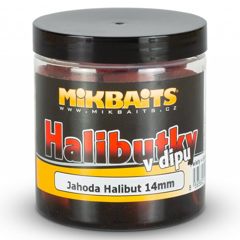 Mikbaits pelety halibutky v dipe 14 mm 250 ml - jahoda halibut