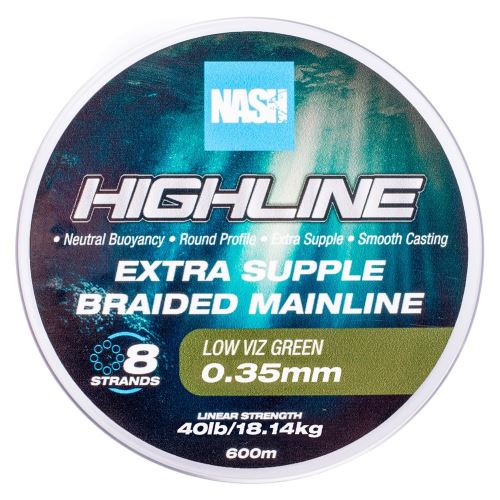 Nash Splietaná Šnúra Highline Extra Supple Braid Green 600 m