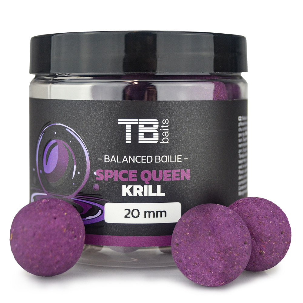 Tb baits vyvážené boilie balanced + atraktor spice queen krill 100 g - 20 mm