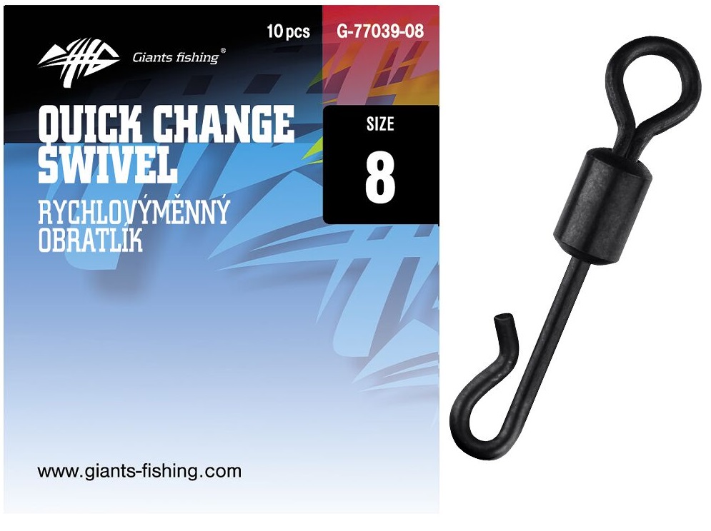 Giants fishing rýchlovýmenný obratlík quick change swivel 10 ks - veľkosť 8 nosnosť 25 kg