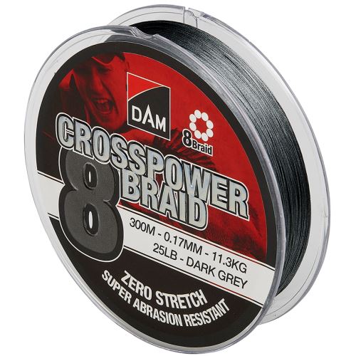 Dam Splietaná Šnúra Crosspower 8  Braid Dark Grey 300 m