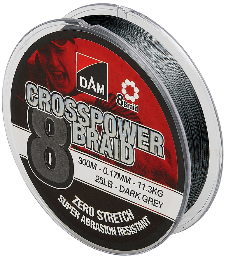 Dam splietaná šnúra crosspower 8  braid dark grey 300 m - 0,10 mm 5,4 kg