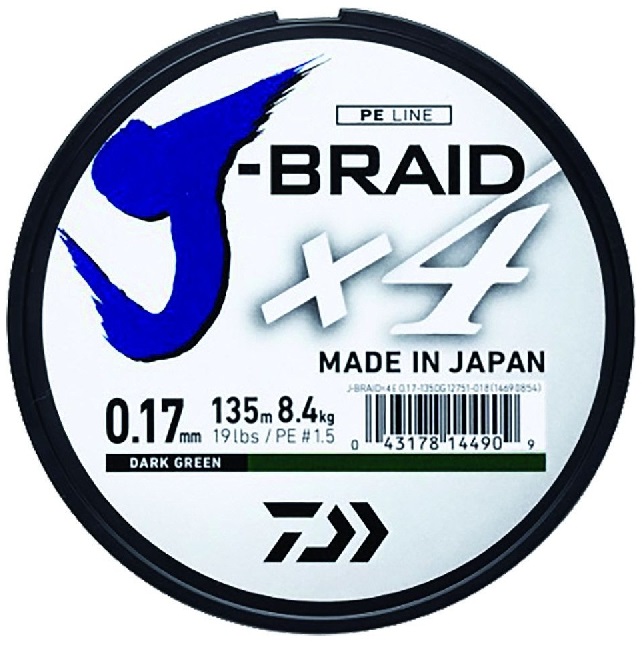 Daiwa splietaná šnúra j-braid 4 žltá 135 m-priemer 0,13 mm / nosnosť 5,9 kg