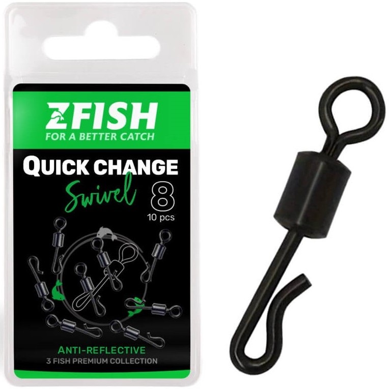 Zfish obratlík quick change swivel matt 10 ks - veľkosť 10 nosnosť 22 kg