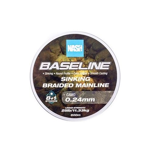 Nash Splietaná Šnúra Baseline Sinking Braid Camo 600 m