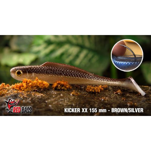 RedBass Gumová Nástraha Ripper Kicker Brown/Silver - XS 42 mm