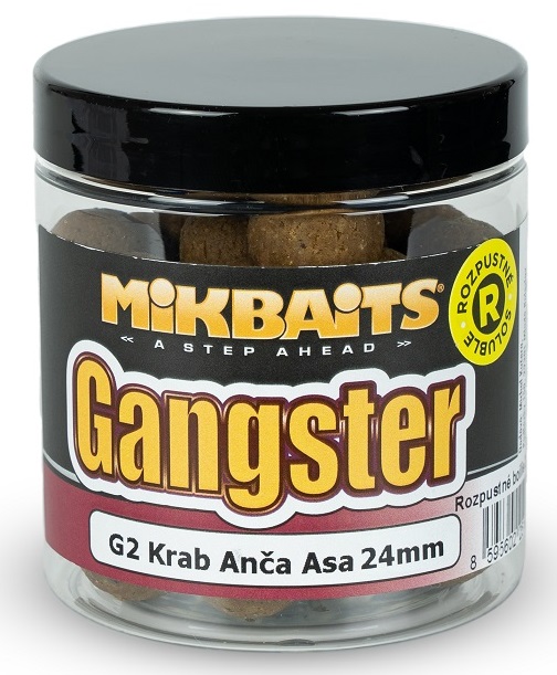 Mikbaits rozpustné boilies gangster g2 krab ančovička asa 250 ml - 24 mm