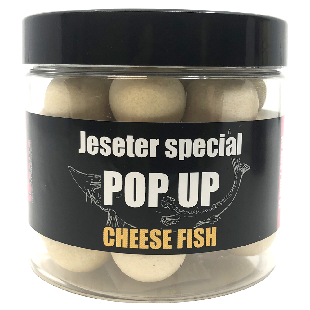 Lk baits pop up boilies jeseter special 18 mm 200 ml - cheese fish