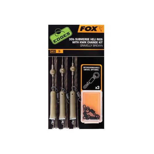 Fox Edges Green Submerge 30lb Lead Clip Rig Kit x 3 Kwik Change Kit