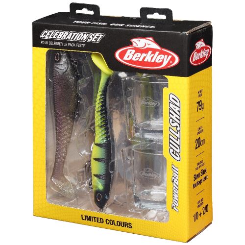 Berkley Darčekový Set Gumových Nástrah a Panákov Powerbait Celebration Set Cullshad Shallow 20 cm 79 g Limited Edition
