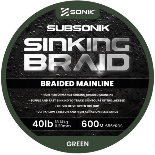 Sonik Šnúra Subsonik Sinking Braid Green 0,20 mm 18,14 kg