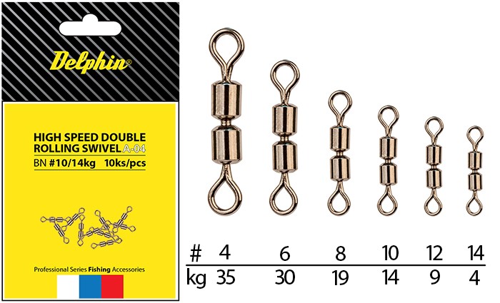 Delphin obratlík hi speed double rolling swivel a-04 10 ks-veľkosť  10 / nosnosť 14 kg