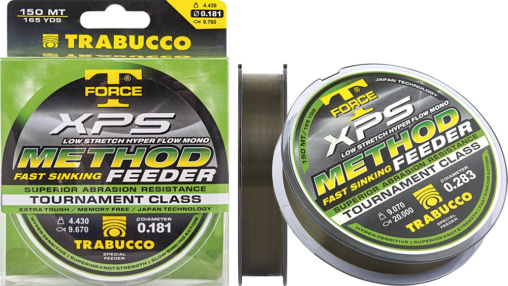 Trabucco vlasec t-force xps method feeder zelená 150 m-priemer 0,25 mm / nosnosť 8,3 kg